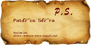Patócs Sára névjegykártya